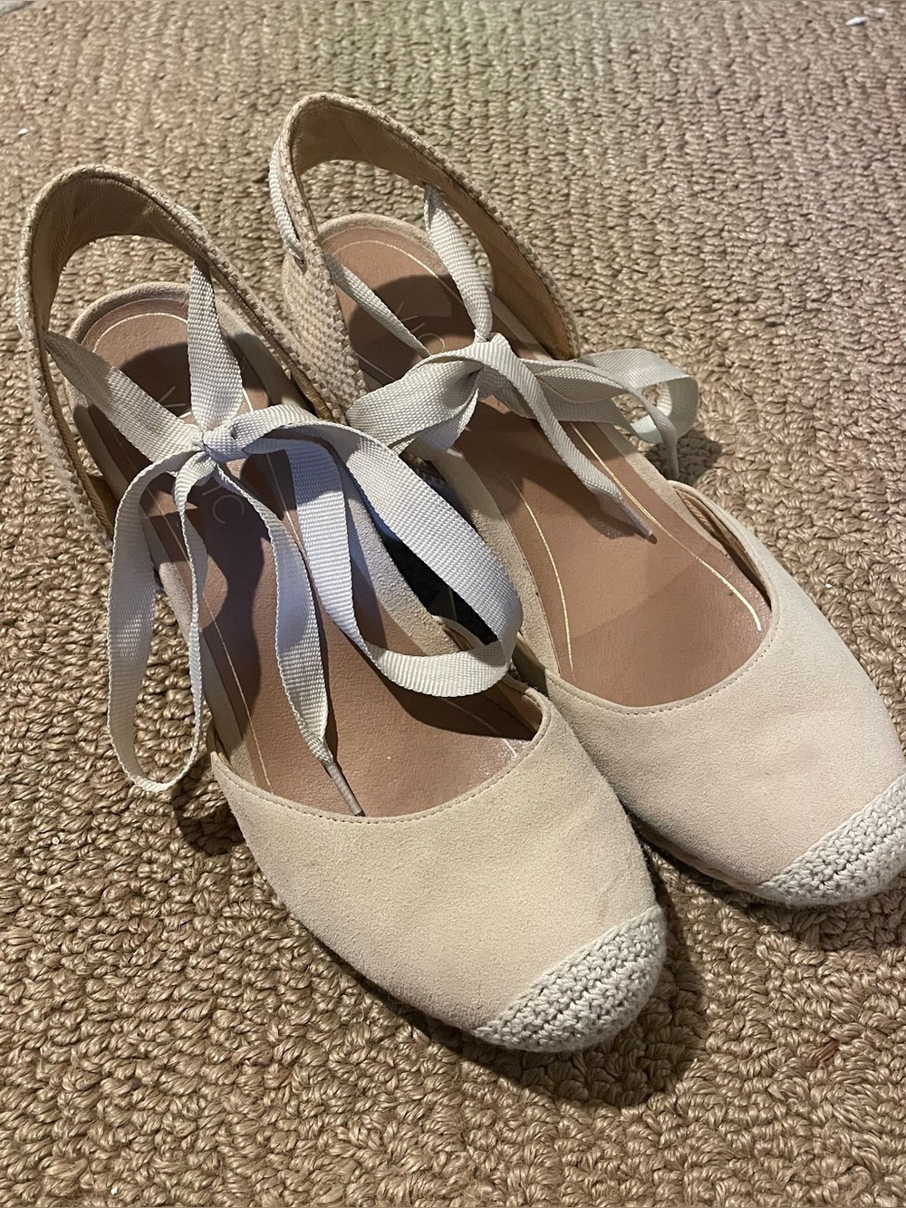 Vionic Cream Tie Espadrille Wedge